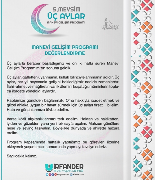 3 AYLAR MANEVİ GELİŞİM PROGRAMI DEĞERLENDİRME