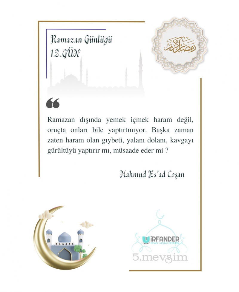 RAMAZAN GÜNLÜĞÜ 12. GÜN
