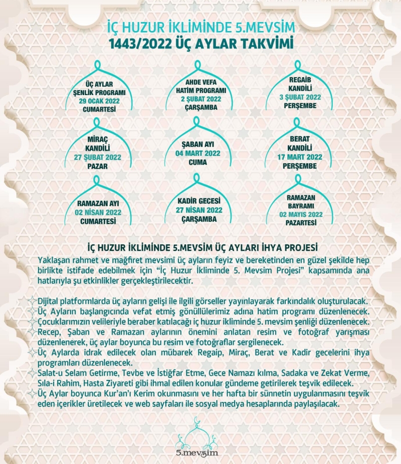 ÜÇ AYLAR TAKVİMİ