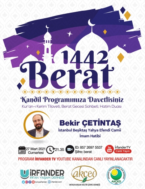 BERAT 1442 KANDİL PROGRAMINA DAVETLİSİNİZ