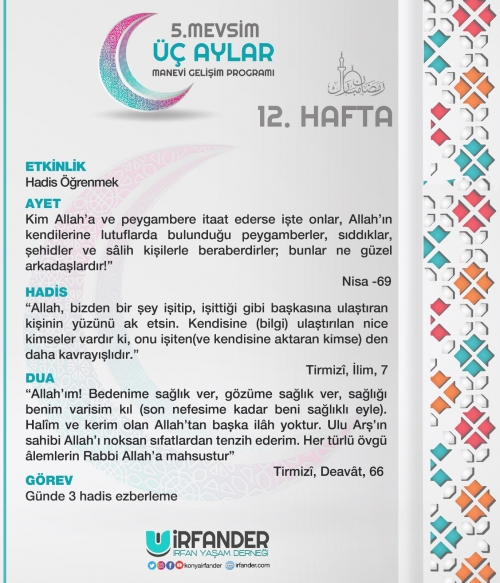 3 AYLAR MANEVİ GELİŞİM PROGRAMI 12. HAFTA