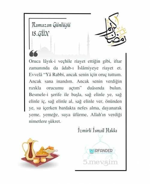 RAMAZAN GÜNLÜĞÜ 18. GÜN