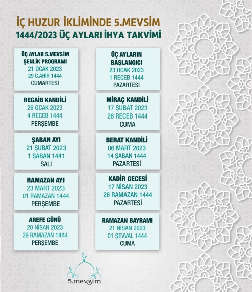 Üç Ayları İhya Takvimi