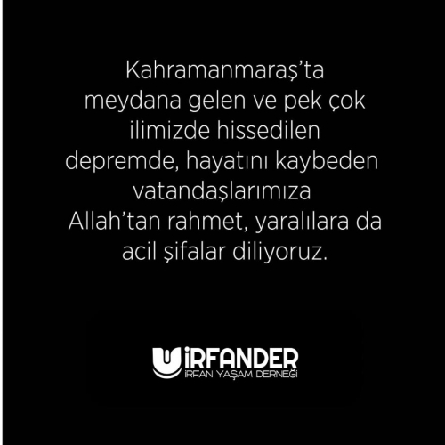 Depremde hayatını kaybeden vatandaşlarımıza Allah'tan rahmet, yaralılalara acil şifa diliyoruz
