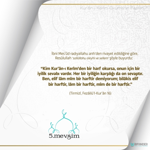 Hayatımız Kur’an ile bir anlam kazanır. Dünya ve ahiret saadetine ancak Kur’an ile ulaşabiliriz.. Okuduk mu?