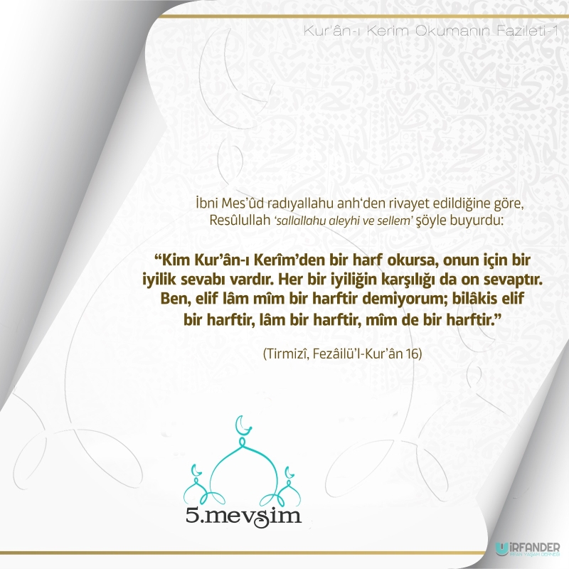 Hayatımız Kur’an ile bir anlam kazanır. Dünya ve ahiret saadetine ancak Kur’an ile ulaşabiliriz.. Okuduk mu?